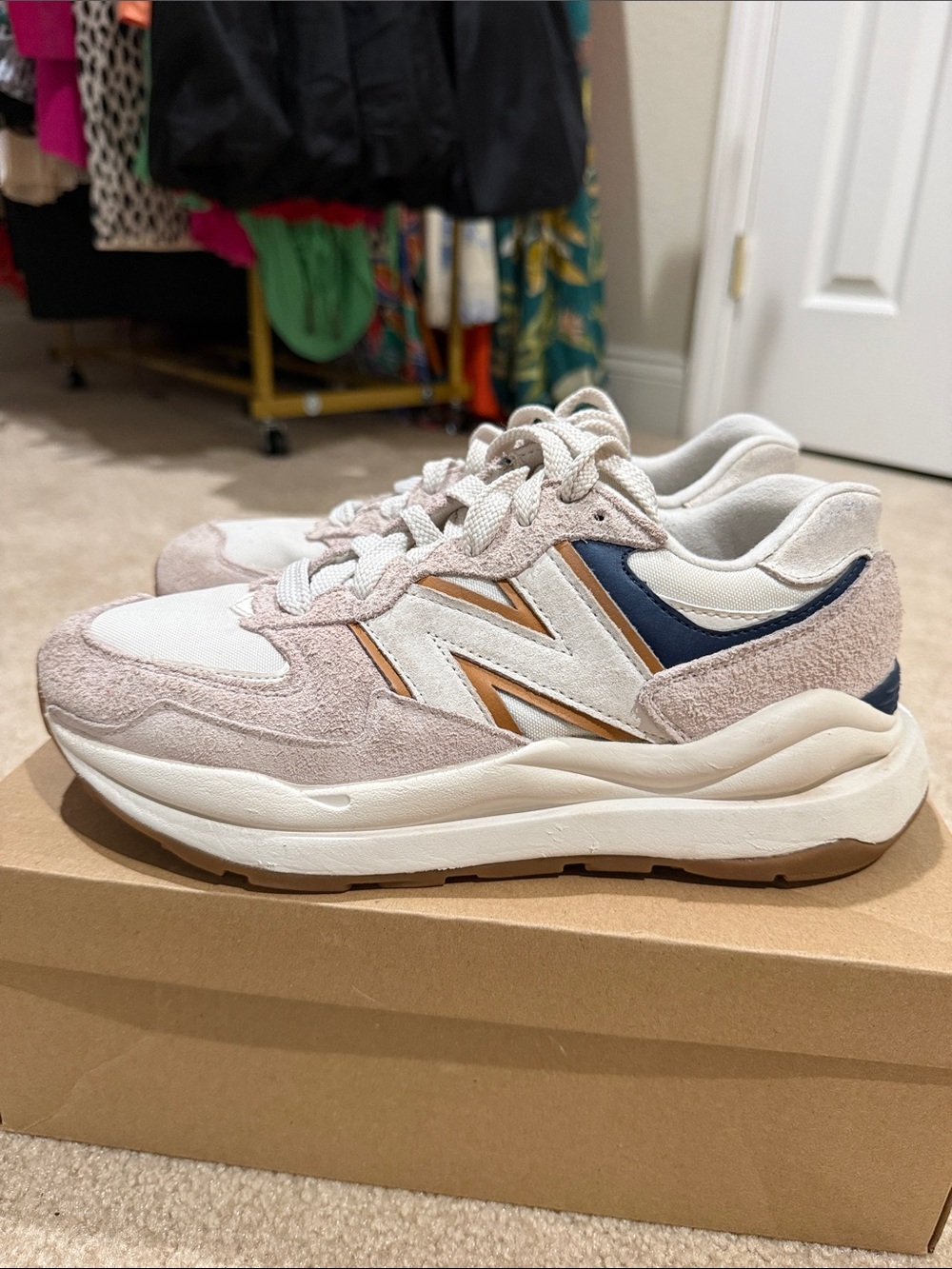 New Balance Women's 57/40 Pink Sea Salt Suede Sneakers
